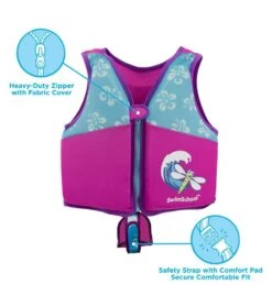 Kids' Printed Swim Vest With Safety Strap -Spectrum Xcel Shop 5665917501608 pinkblue 5a