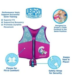 Kids' Printed Swim Vest With Safety Strap -Spectrum Xcel Shop 5665917501608 pinkblue 6a