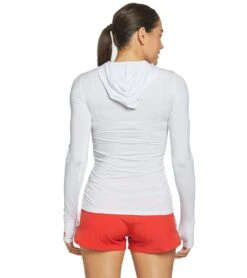 TYR Women's Guard Long Sleeve Rashguard Hoodie -Spectrum Xcel Shop 5667153674408 white 3a