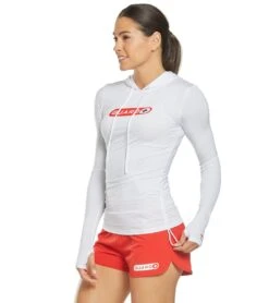 TYR Women's Guard Long Sleeve Rashguard Hoodie -Spectrum Xcel Shop 5667153674408 white 5a