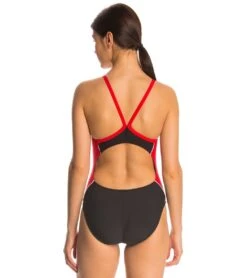 Lifeguard Color Block V-2 Back One Piece Swimsuit -Spectrum Xcel Shop 5669969330344 blackredwhite 3a