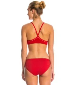 Lifeguard Thin Strap Piped Two Piece Bikini Swimsuit Set -Spectrum Xcel Shop 5670011535528 red 3a