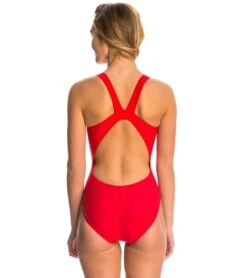 Lifeguard Female Solid HP Back One Piece Swimsuit -Spectrum Xcel Shop 5671682867368 red 3a