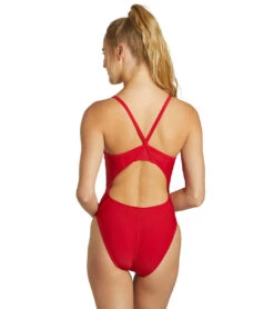 Guard Solid Thin Strap One Piece Swimsuit -Spectrum Xcel Shop 5672534114472 red 4a