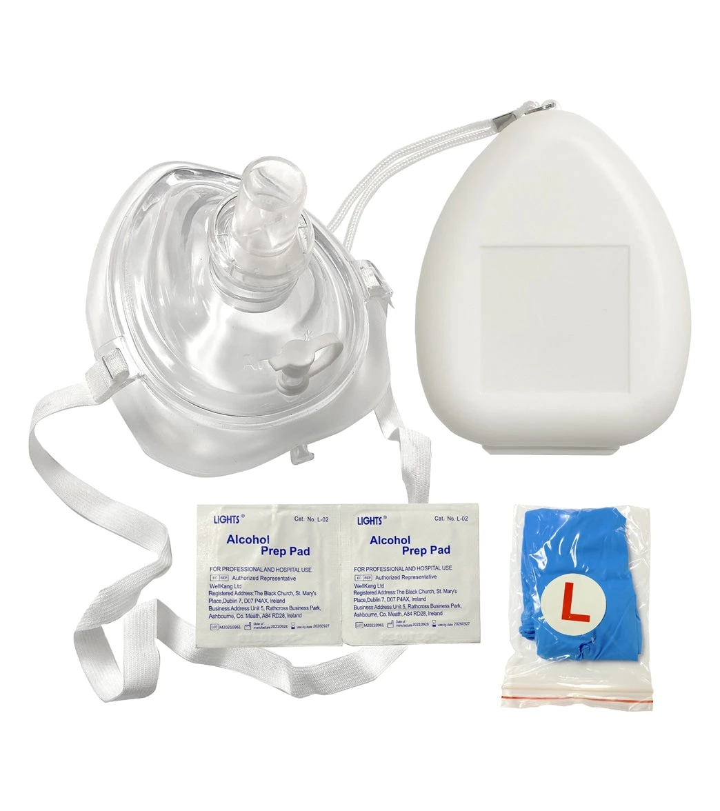 Ambu CPR Mask With O2 Inlet, Headstrap, Gloves, And Wipes, Blank No Logo 2 Ambu CPR Mask With O2 Inlet, Headstrap, Gloves, And Wipes, Blank No Logo - Image 2