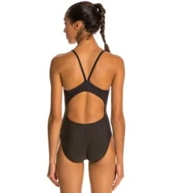 Female Lifeguard Logo V-2 Back One Piece Swimsuit -Spectrum Xcel Shop 5672690876584 black 3a