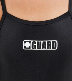 Female Lifeguard Logo V-2 Back One Piece Swimsuit -Spectrum Xcel Shop 5672690876584 black 5a