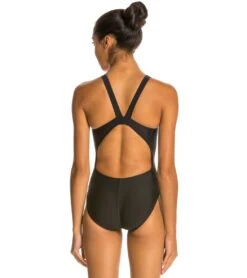 Female Lifeguard Logo HP Back One Piece Swimsuit -Spectrum Xcel Shop 5672692875432 black 3a