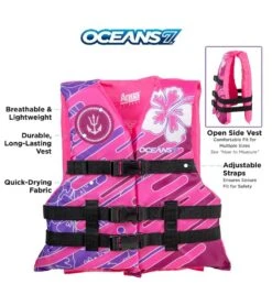 Kids' USCGA 3 Buckle Personal Flotation Device (50-90 Lbs.) -Spectrum Xcel Shop 5677746651304 pink 3a