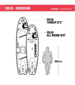 CRESSI Solid Tandem Dc 12'2'' Inflatable SUP -Spectrum Xcel Shop 6856351613096 grey 8a