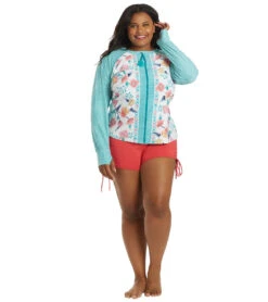 Women's Plus Size Floral Fantasy Scarlett Sun Guard Long Sleeve Top -Spectrum Xcel Shop 7064853381288 whtmlti 4a