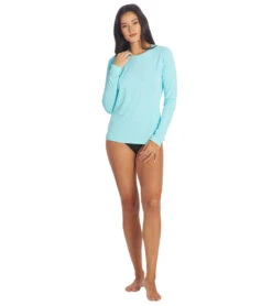 Xcel Women's Heathered Ventx Long Sleeve UV Rashguard -Spectrum Xcel Shop 7088943399080 blacierblue 3a