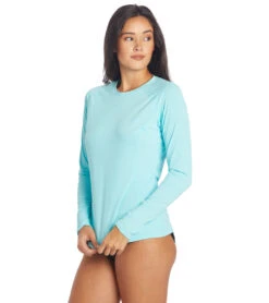 Xcel Women's Heathered Ventx Long Sleeve UV Rashguard -Spectrum Xcel Shop 7088943399080 blacierblue 4a