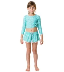 Girls' Spearmint Spot LS Wrap Crop Bikini Top (Little Kid, Big Kid) -Spectrum Xcel Shop 7217019060392 mint 3a