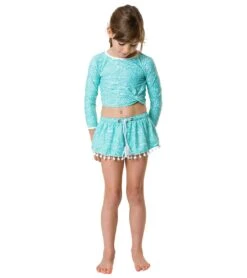 Girls' Spearmint Spot LS Wrap Crop Bikini Top (Little Kid, Big Kid) -Spectrum Xcel Shop 7217019060392 mint 4a