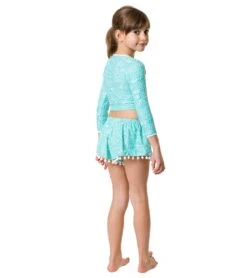 Girls' Spearmint Spot LS Wrap Crop Bikini Top (Little Kid, Big Kid) -Spectrum Xcel Shop 7217019060392 mint 5a