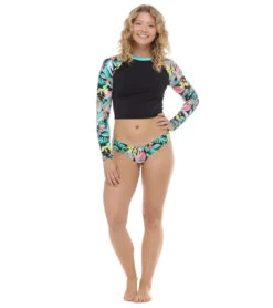 Women's Hot Tropics Kiko Crop Long Sleeve UV Rashguard 7 Women's Hot Tropics Kiko Crop Long Sleeve UV Rashguard -Spectrum Xcel Shop 7351094673576 black 4a