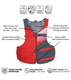 Stohlquist Adult USCG PFD -Spectrum Xcel Shop 7358571151528 red 4a