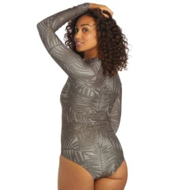 Sporti X Stef Corgel Manhattan Beach Palm Shadow Zip Front Long-Sleeve One Piece Swimsuit -Spectrum Xcel Shop 7360963903656 blacksand 7a