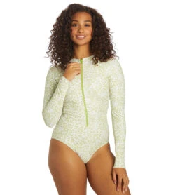 Sporti X Stef Corgel Manhattan Beach Cheetah Zip Front Long-Sleeve One Piece Swimsuit -Spectrum Xcel Shop 7360964001960 junglegreen 4a