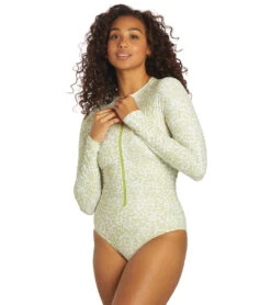 Sporti X Stef Corgel Manhattan Beach Cheetah Zip Front Long-Sleeve One Piece Swimsuit -Spectrum Xcel Shop 7360964001960 junglegreen 8a