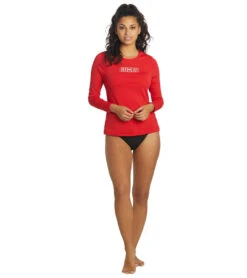 Lifeguard Women's Crew Neck Long Sleeve Rash Lifeguard -Spectrum Xcel Shop 7364461953192 red 4a