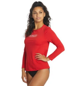Lifeguard Women's Crew Neck Long Sleeve Rash Lifeguard -Spectrum Xcel Shop 7364461953192 red 5a