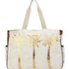Gold Metallic Palm Tree Oversized Tote