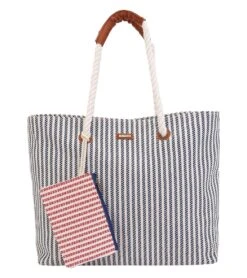 Striped Shoulder Tote W/ Matching Small Bag